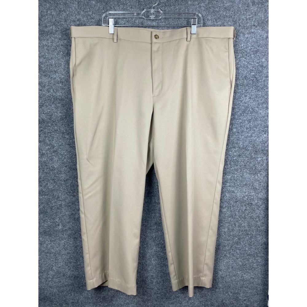 PGA Tour Golf Pants Men's 44X30 Tan Khaki Excellent Flat Front‎ Straight Leg